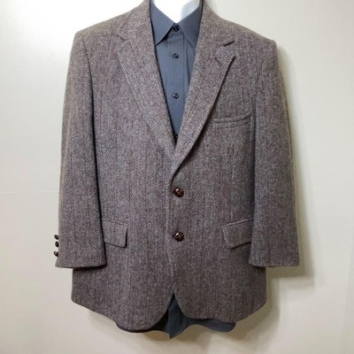 Vintage The Barrister Collection Sport Coat Mens 40R Brown Wool Herringbone 80s