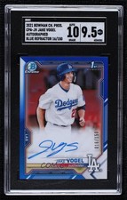 2021 Bowman Chrome Prospects Blue Refractor Jake Vogel SGC 9.5 Mint+ Auto ya6