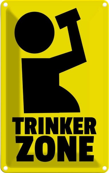 Blechschild 18X12 Cm Alkohol Trinkerzone Essen Trinken Bar Club Deko Geschenk Me-image