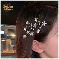 Crystal Rhinestone Bling Hair Accessories: Decorative Star Barrette, Hair Pin, a