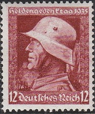 Stamp Germany Mi 570y Sc 453 1935 WW2 Reich War Memorial Soldier Hero WWI MNH