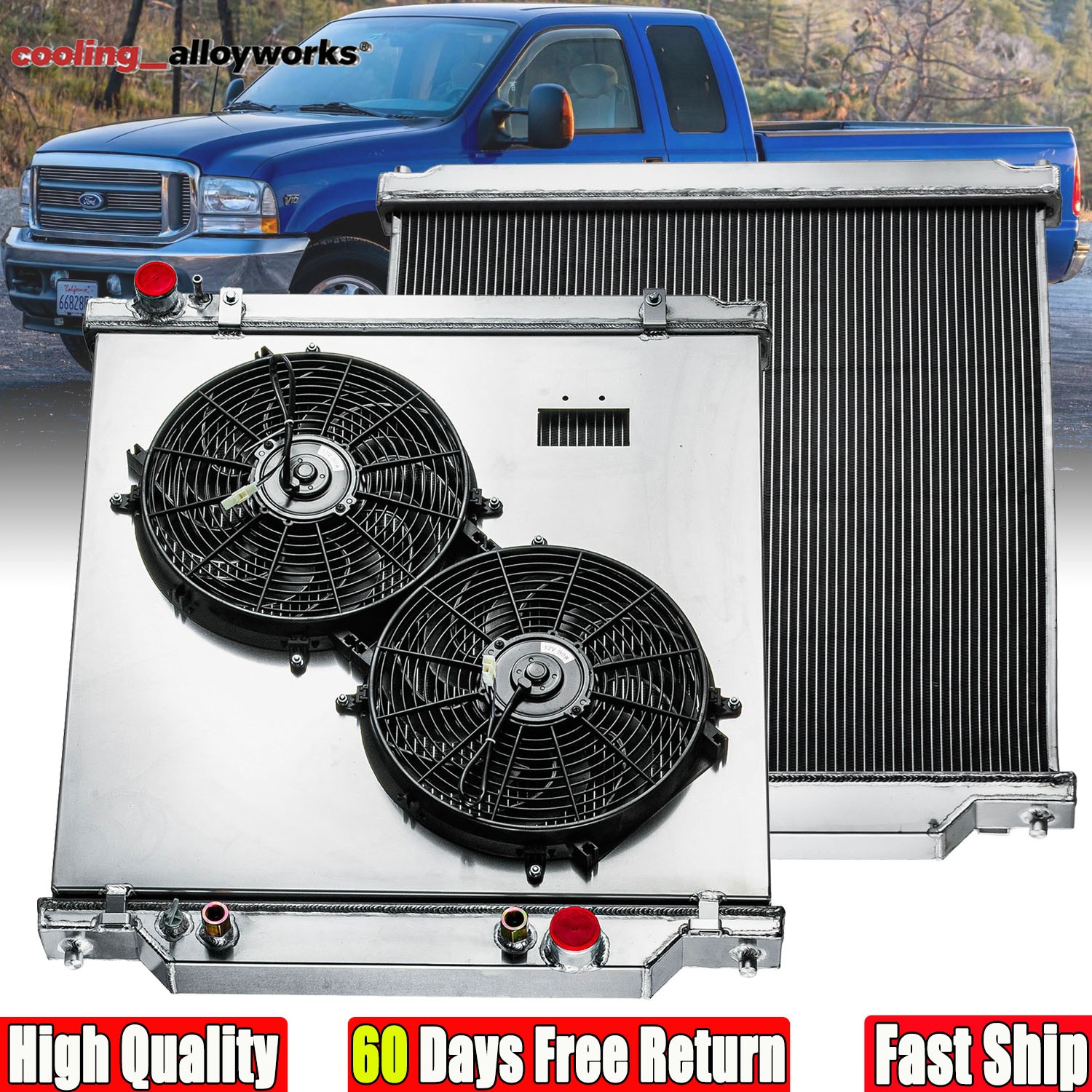 Fit 2003-07 Ford F250 F350 Powerstroke 6.0L Turbo DPI2741 Radiator+Shroud Fan.