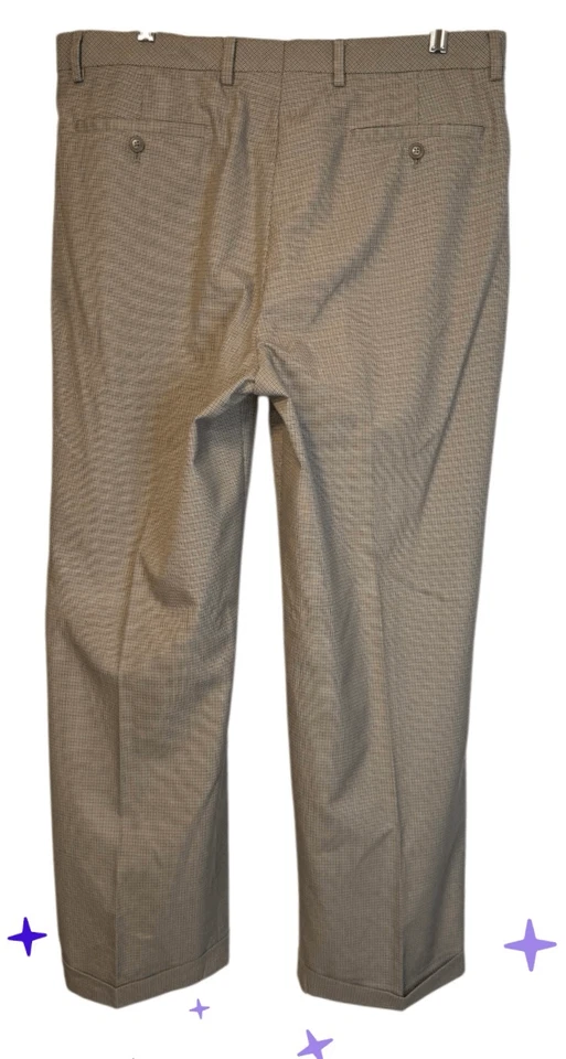 Pantalones de golf Alan River para hombre 36X30 plisados con puños beige mini pata de gallo Foto 4 de 4