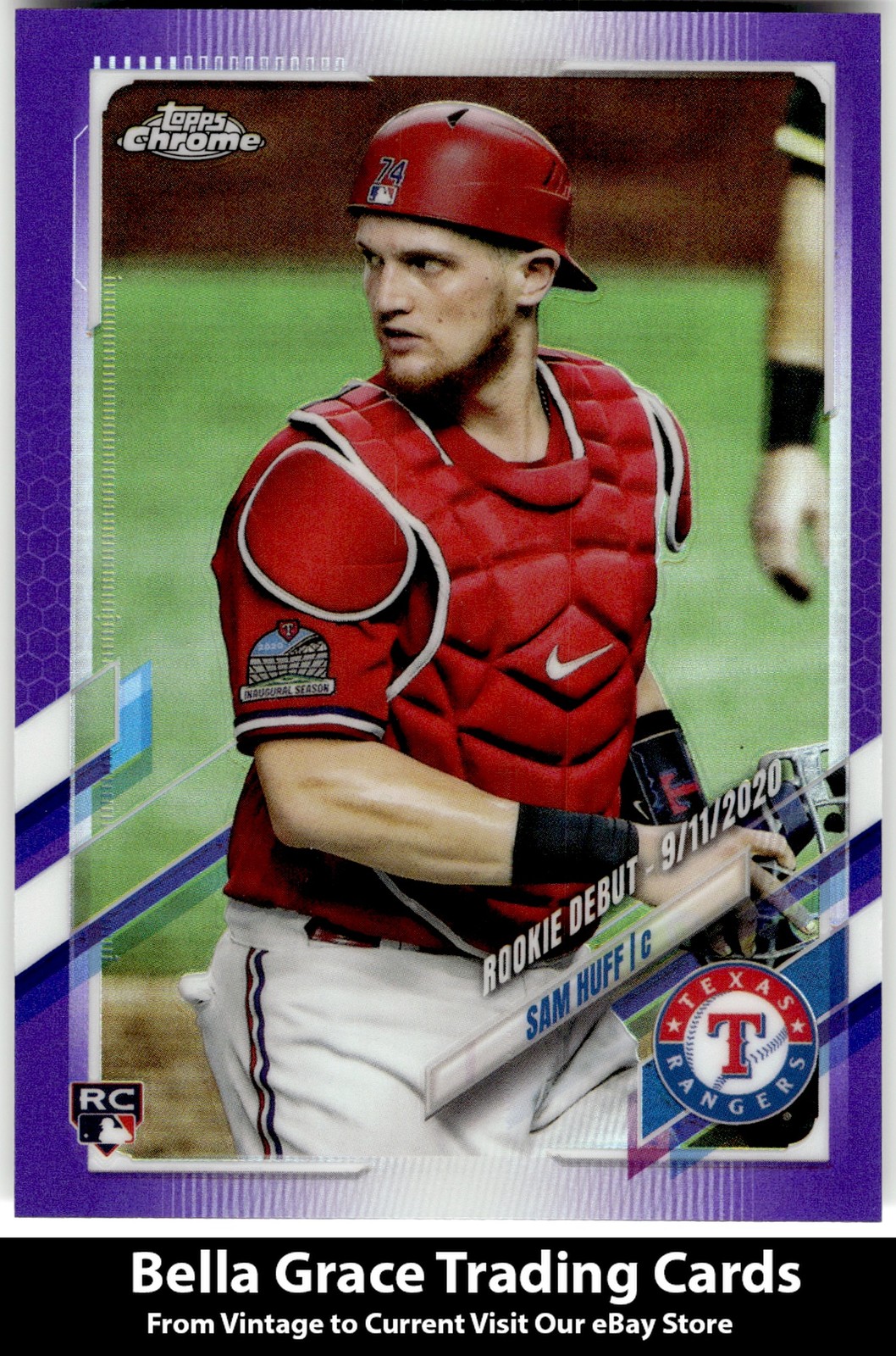 2021 Topps Chrome Update Sam Huff #USC60 Texas Rangers Purple Refractor MLB