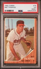 1962 TOPPS #75 MILT PAPPAS PSA VG 3(MC)