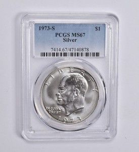 1973-S Eisenhower Dollar Silver Ike MS67 PCGS Blue Label *5542
