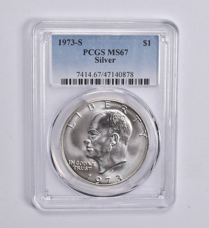 1973-S Eisenhower Dollar Silver Ike MS67 PCGS Blue Label *5542