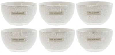 6er Set Dessertschalen TITANE DOTS Love all around D. 12,5cm Bastion Collections