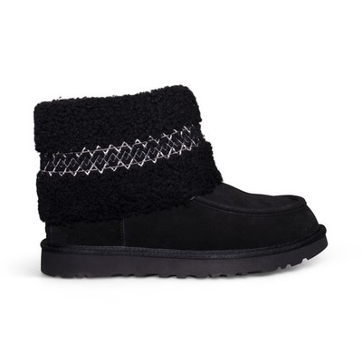 UGG MINI UGG BRAID BLACK SUEDE SHEEPSKIN WOMEN'S ANKLE BOOTS SIZE US 7/UK 5 NEW