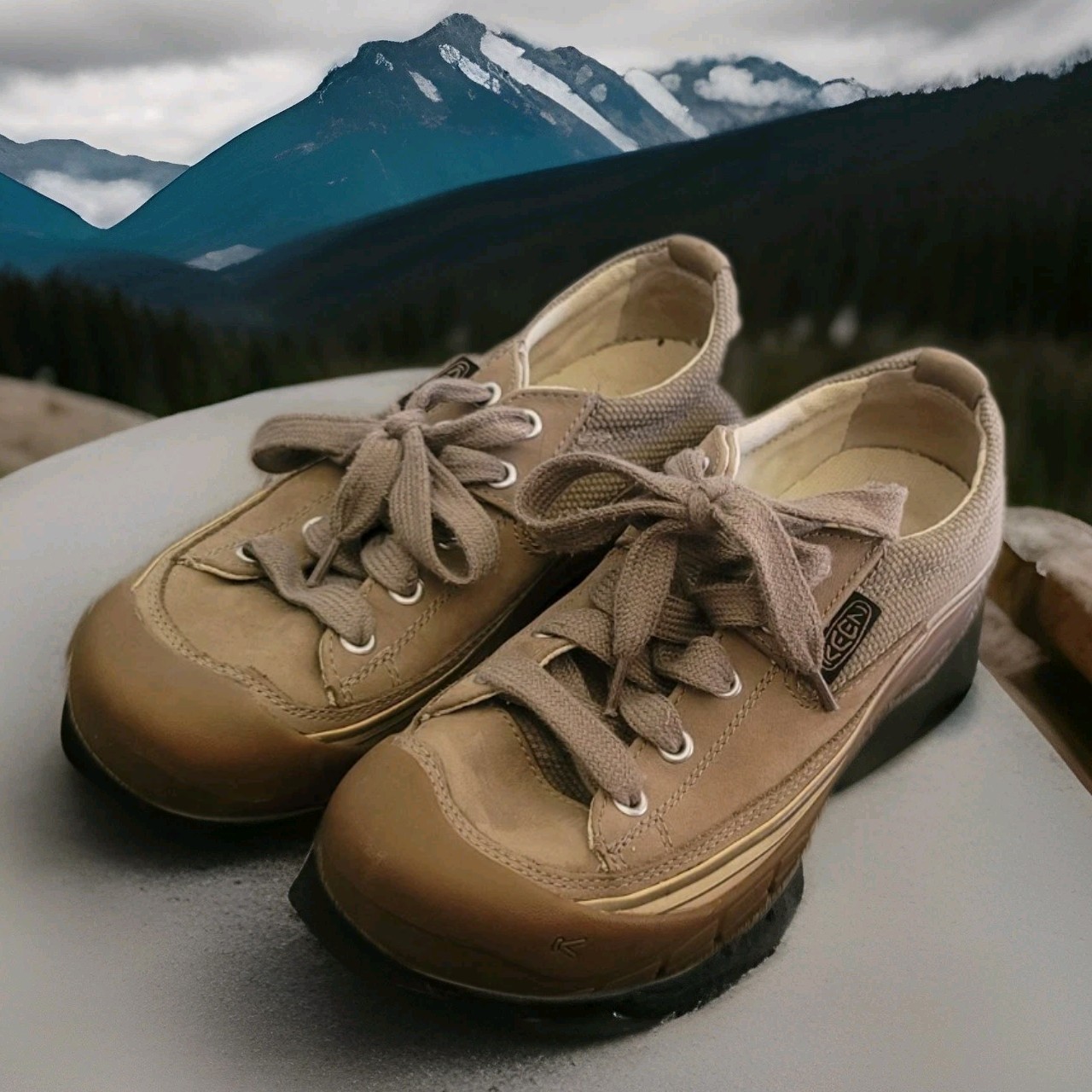 Sneakers Oxford Keen da donna taglia 7 5 in pelle marrone da trekking IR 0907