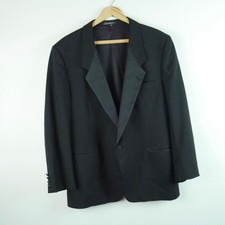 Yves Saint Laurent Mens Vintage Tuxedo Blazer Black Satin Peak Lapel 46S Jacket