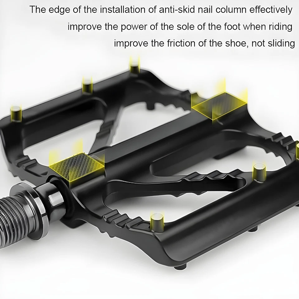 Pedales universales para bicicleta 9/16" aluminio antideslizante rodamiento de bolas para MTB BMX Foto 2 de 4