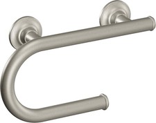 Brushed Nickel Bathroom Safety 8-Inch Wall Mounted Grab Bar W/ Integrated Toilet
