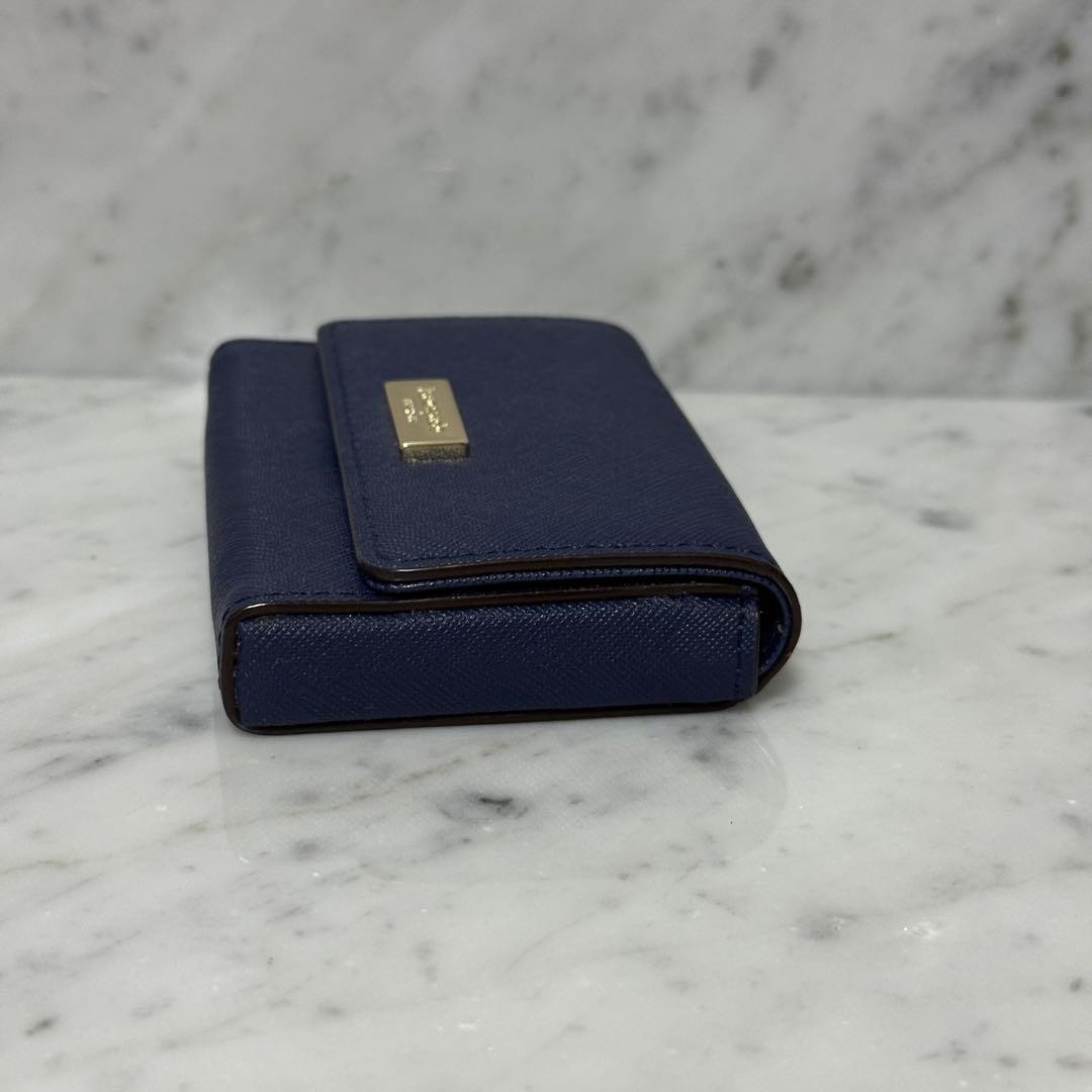 Kate Spade Genuine Leather Card Case, Navy thumbnail 5