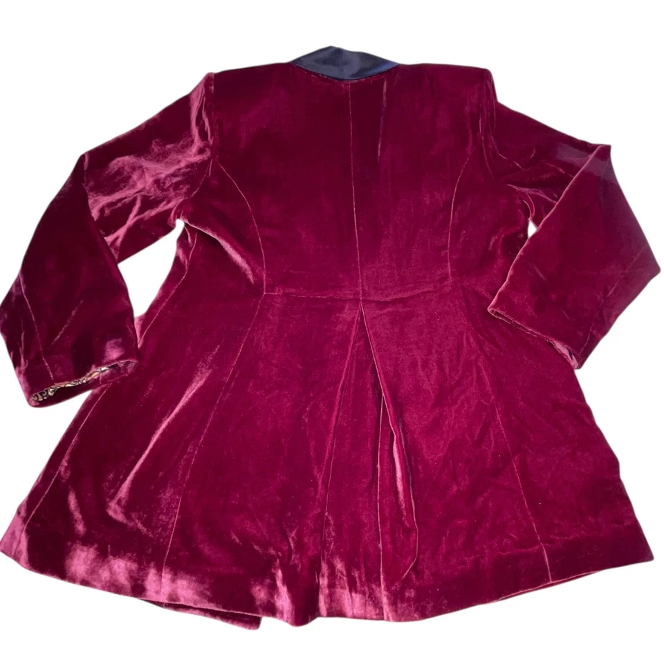 Chaqueta Soft Surroundings Savile Row Terciopelo Mezcla Seda Mujer Roja Pequeña Mediana Foto 2 de 4