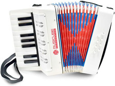 Accordion Instrument for Kids Professional 17 Keys 8 Bass Accordion with Straps