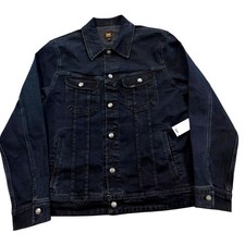 NWT Lee Rider Denim Trucker Rider Jacket Regular Fit Mens Medium Black  Blue