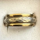 Vintage 925 Silver Gold Band Ring Star Pattern Size 12 8mm Signed No Stone
