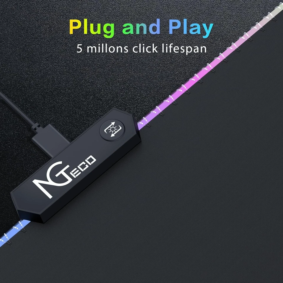 NGTeco 80x30cm XXL Gaming Mat 13 Lighting Modes Waterproof Non-Slip 3mm Thick - image 3 of 4