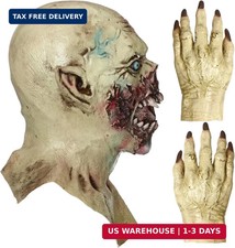 Simgoing Halloween Scary Zombie Mask Broken Face Vampire Mask with Gloves Creepy