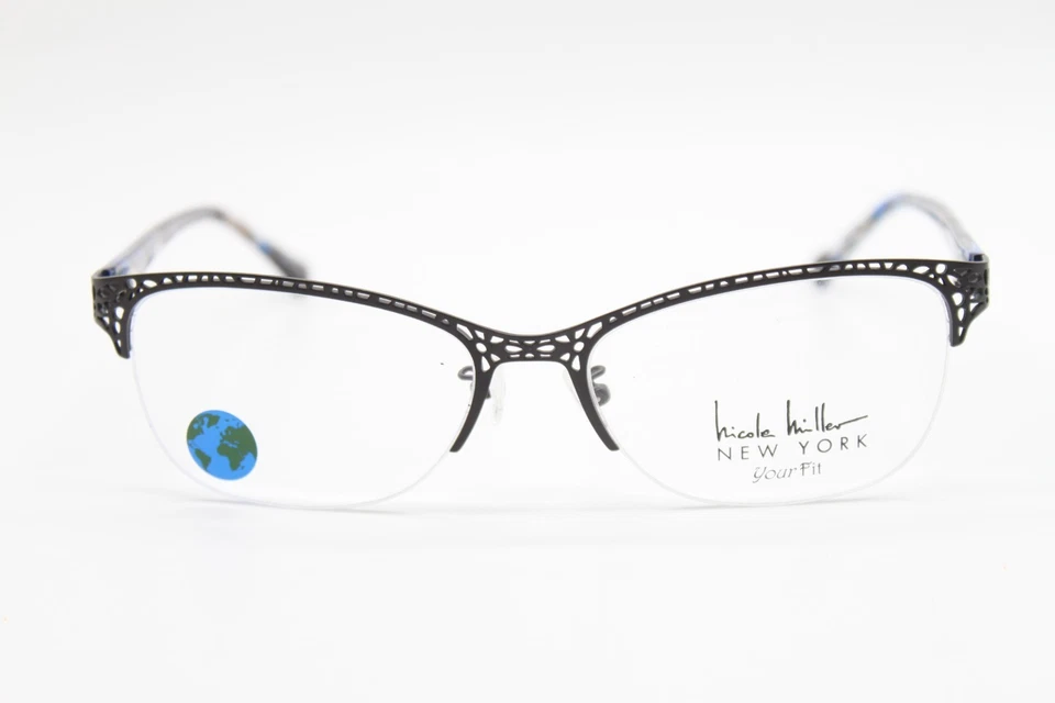 NUEVAS GAFAS AUTÉNTICAS NICOLE MILLER ECKFORD C01 NEGRAS AZULES TORTUGA 59-18 Foto 2 de 4