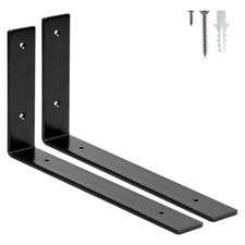 2 Pack Shelf Brackets 12 inch,L Brackets for Shelves,Black Heavy Duty Metal S