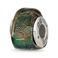 Silver Reflections Rainbow Dichroic Glass Triangle Bead QRS1499