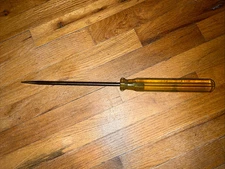 Vintage Flat Head Screwdriver Yellow Handle About 19" Long Chrome Vanadium Steel