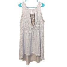 Maurices Vanity Size 2 Light Beige Cream Boho Beaded Stretchy Lace Dress