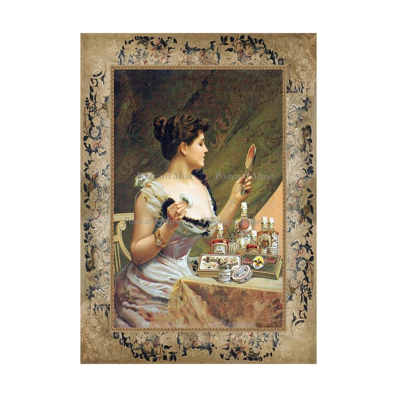 Victorian Lady With Perfume Antique Image Cotton Fabric Block Sewing Applique