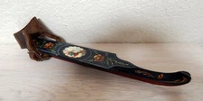Antique Wooden Ice Skate With Hand Painted Dutch Scene & Flowers Christmas Decor