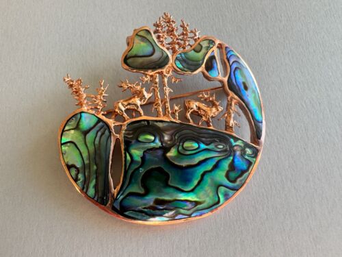 Sterling Silver Art Nature Brooch, Yellow Gold or White Gold Plated - Picture 3 of 7