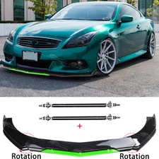 For Infiniti G35 G37 Q50 Q60 Coupe Front Bumper Lip Spoiler Splitter +Strut Rods
