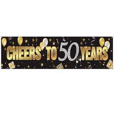 Happy Birthday Banner Sign Gold Party Supplies Glitter Anniversary Backdrop