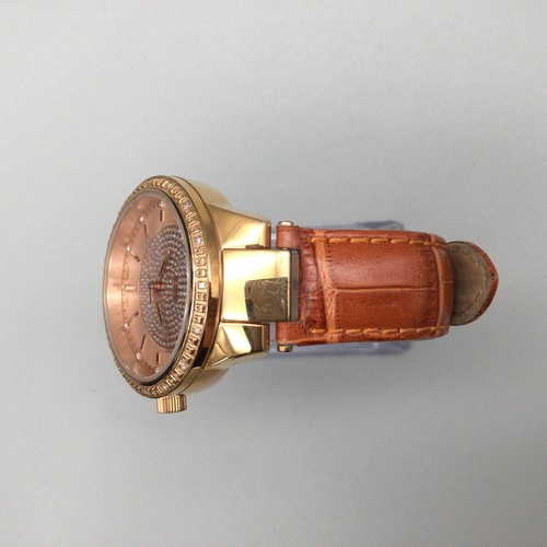 JBW CamilleWatch Women 38mm Rose Gold Tone Brown Leather Band J6345D New Battery - 第 4/16 張圖片