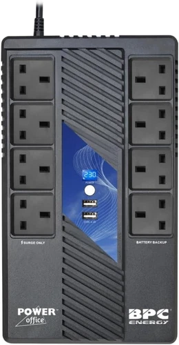 BPC Uninterruptible Power Supply 1000VA UPS with 8 Outlets UK Plug for Home