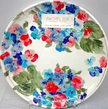 4 Pcs Set Melamine Blue Dinner Plates Pansy Flowers Floral 11 Rachel Zoe New NWT