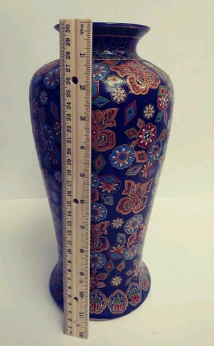 Gorgeous Vintage Hand Painted Large Asian Vase Unidentified Maker 12" - Picture 7 of 11