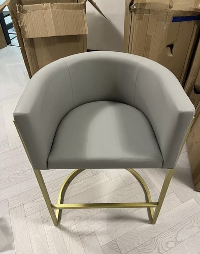 Glam Style Faux Leather Bar Stools X4 £1200 RRP - Picture 2 of 8