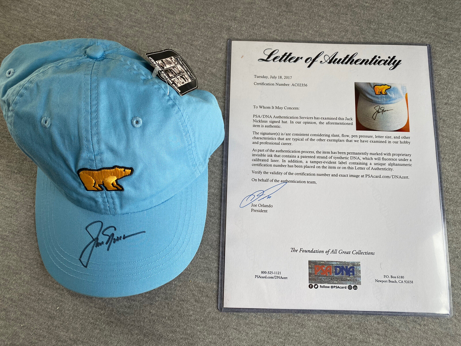 JACK NICKLAUS AUTOGRAPH OFFICIAL THE GOLDEN BEAR LOGO HAT PSA/DNA LOA AC02356