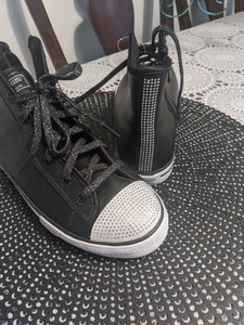 skechers black leather tennis shoes