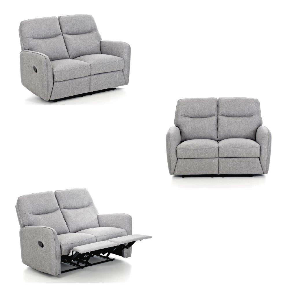 Divano kube relax recliner 2 posti grigio in tessuto sistema manuale arredo