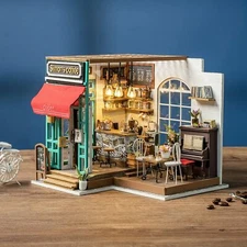 Rolife Simon's Coffee DIY Woodeen Doll House Kit With Furniture Miniature Kit