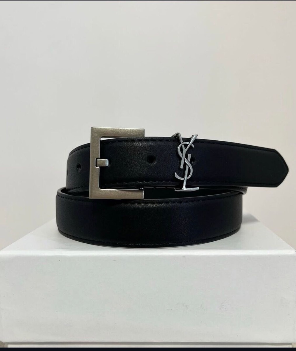 ベルト SAINT LAURENT Woman Belt Black 554465DND0J 1000 Yves Saint Laurent YSL belt,Women Black Leather , Silver