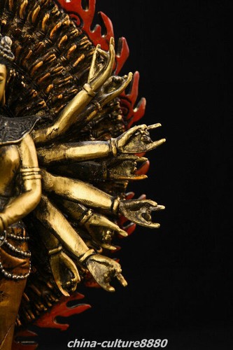 12.4" Tibet Bronze 1000 Arms Avalokiteshvara of Goddess Kwan-yin Guanyin Statue - Picture 3 of 9