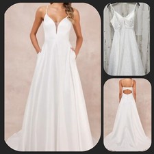 LULUS Exceptional Passion White Satin Cutout Maxi Dress Pockets Size XL NWOT