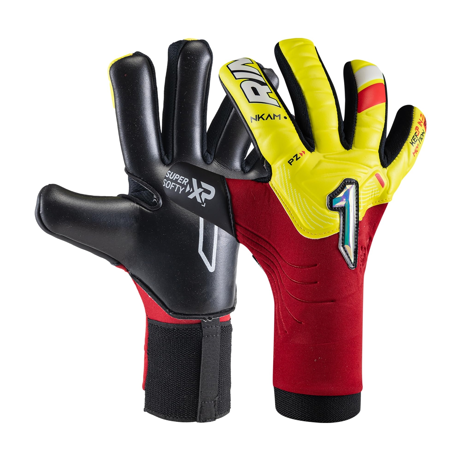 Goalkeeper Gloves Rinat Nkam Semi Onana Red Adults (Size: 9) NUOVO