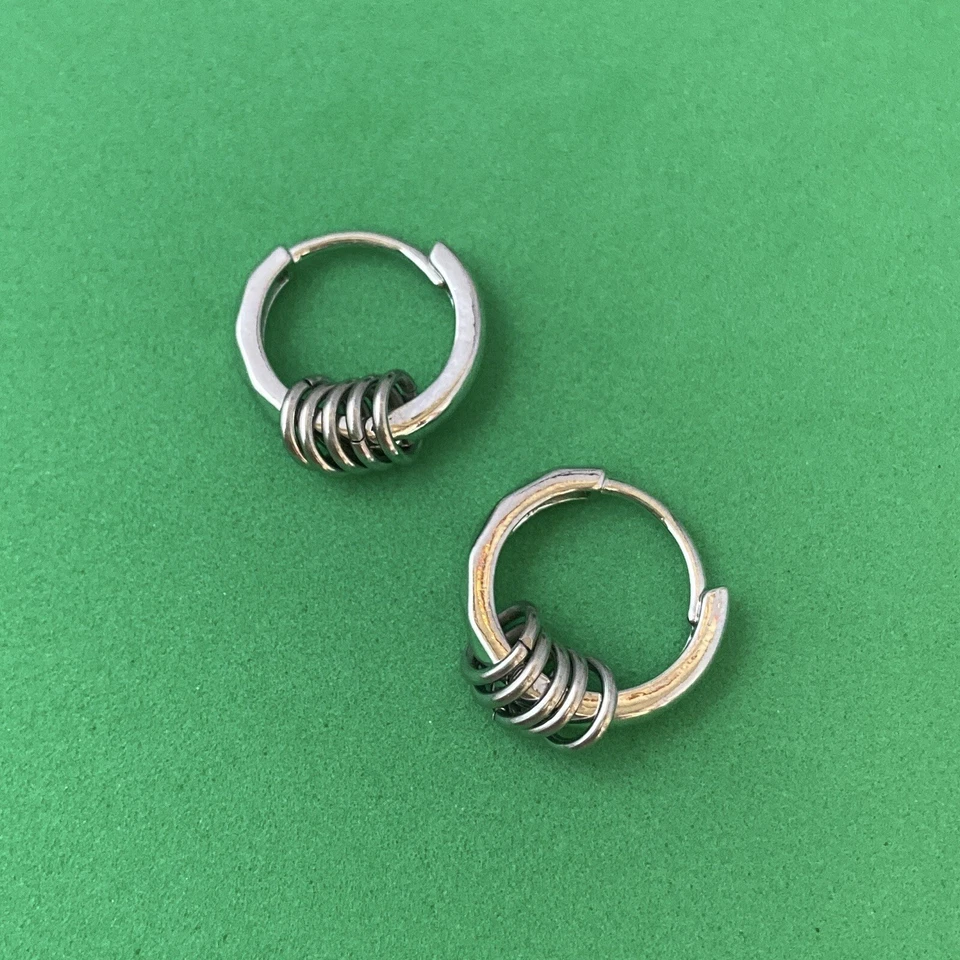 Pendientes de aro pequeños enchapados en plata 925 para hombre mujer, pendientes de aro de plata Foto 3 de 4