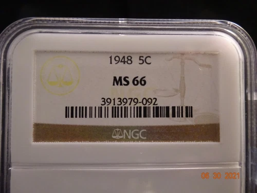 1948 Jefferson Nickel, NGC MS66 - COLOR