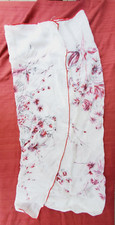 Vtg Hadson Pearl Crepe Scarf white, red, pink FLORAL 30x34 japan Hand Rolled